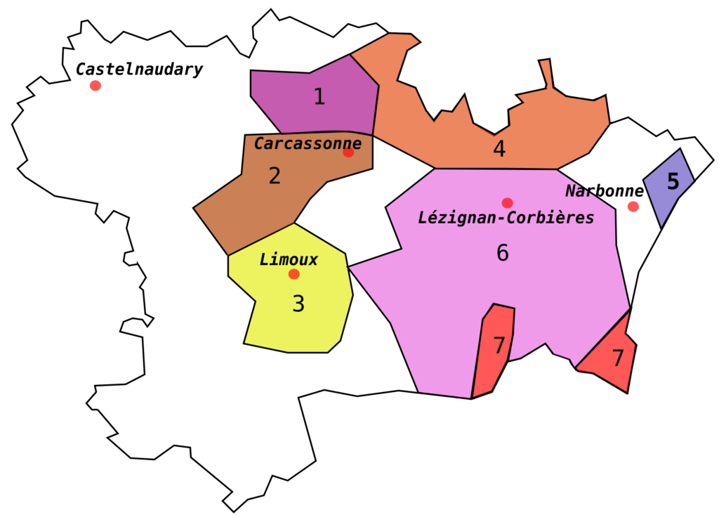 Carte des vignobles de l’Aude.