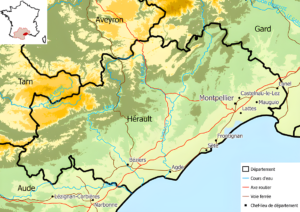 Carte du relief de l'Hérault.