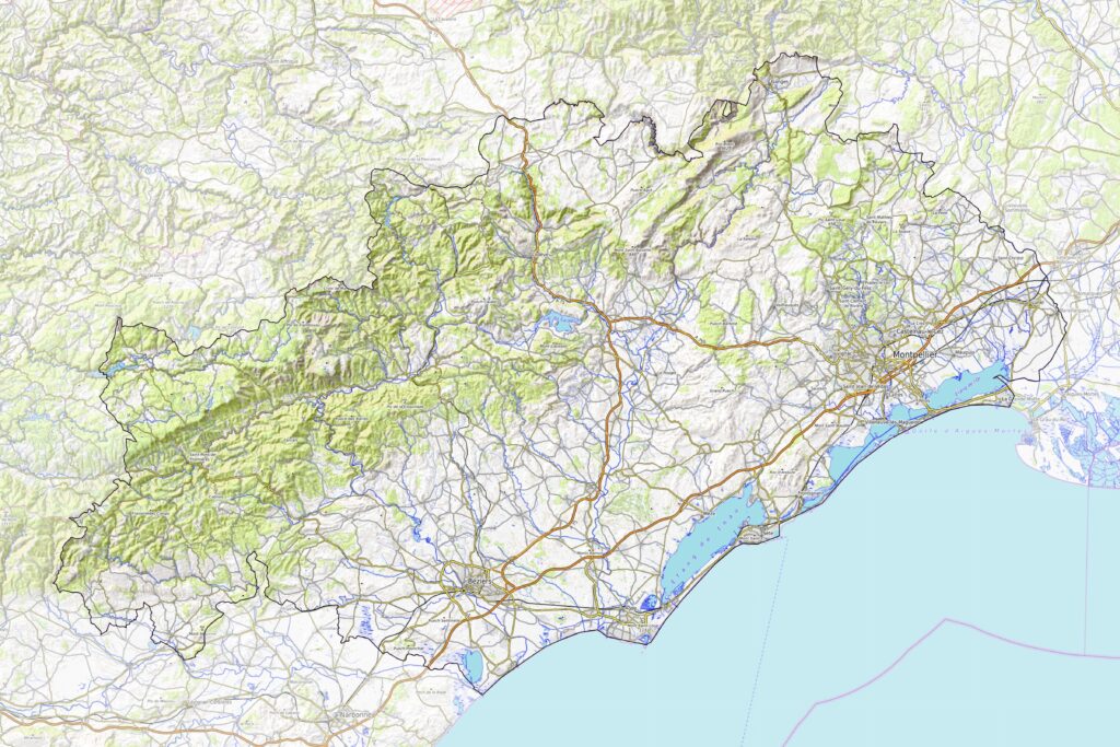 Carte physique de l’Hérault.