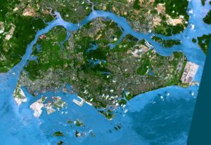 Vue satellite de Singapour.