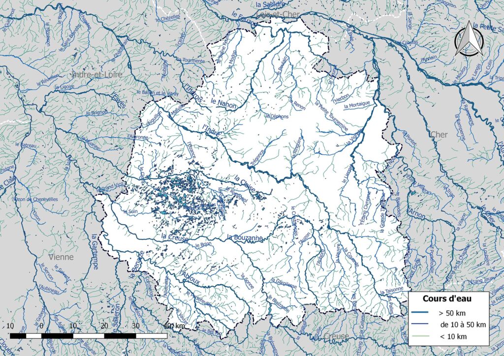 Carte hydrographique de l'Indre.