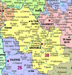 Carte des principales communes de l’Isère