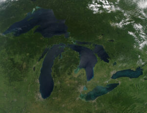Image satellite des Grands Lacs d’Amérique du Nord