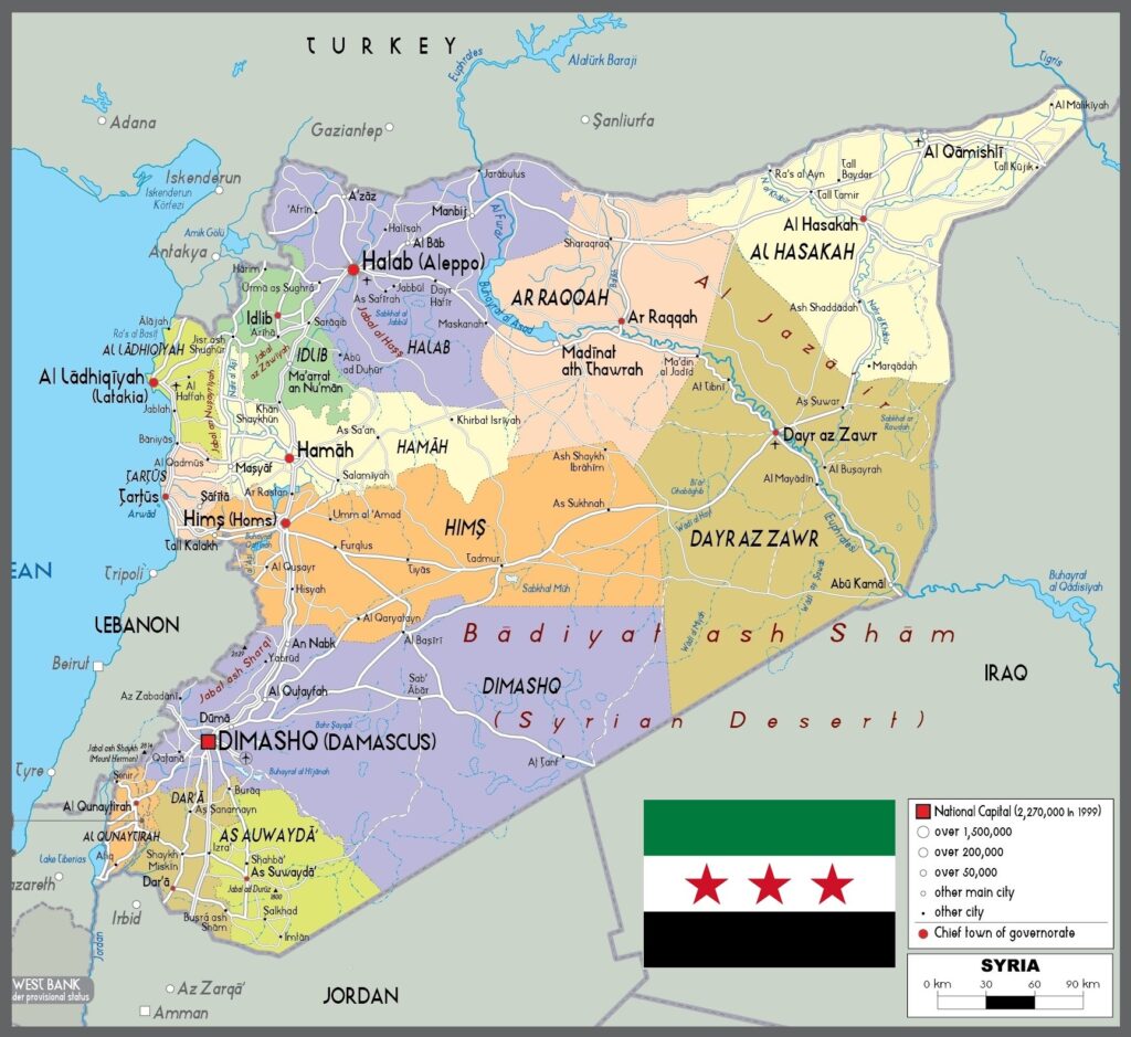 Carte de la Syrie.