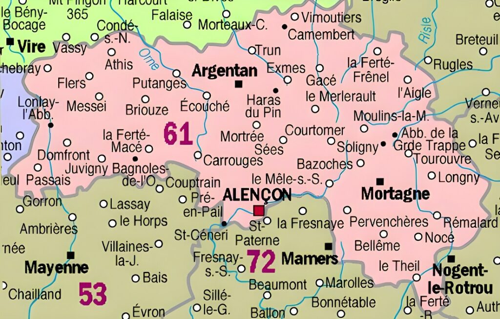 Carte des principales communes de l’Orne.