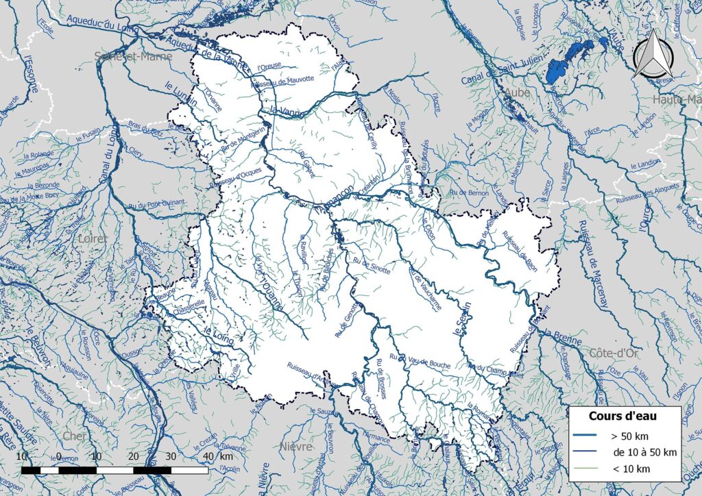 Carte hydrographique de l’Yonne.