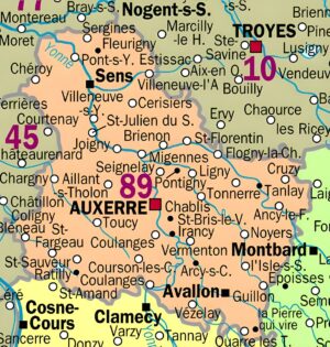 Carte des principales communes de l’Yonne