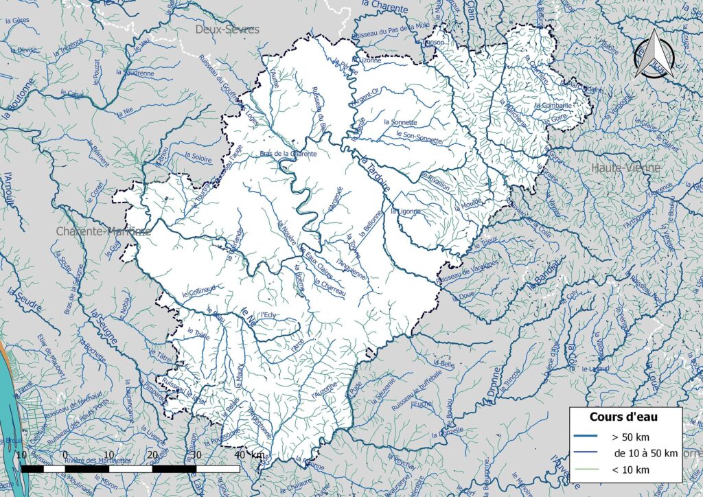 Carte hydrographique de la Charente.