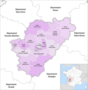 Carte des cantons du département de la Charente