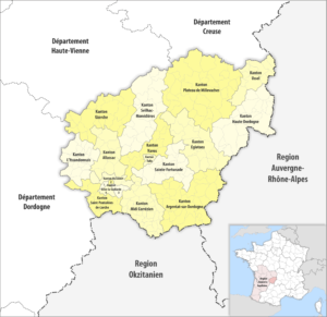 Carte des cantons du département de la Corrèze