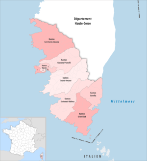 Carte des cantons du département de la Corse-du-Sud