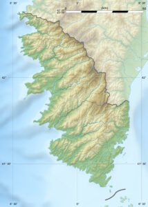 Carte physique vierge du département de la Corse-du-Sud.