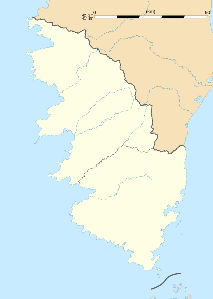 Carte vierge du département de la Corse-du-Sud.