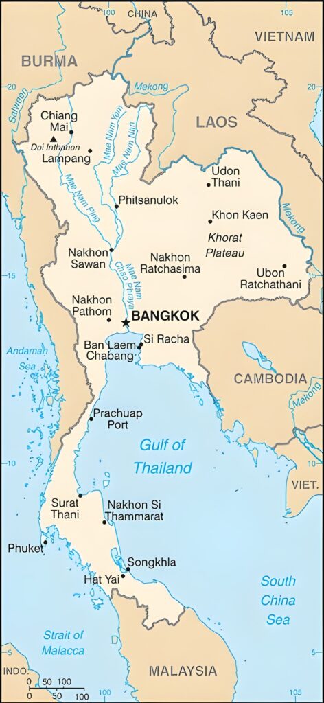 Carte des principales villes de Thaïlande