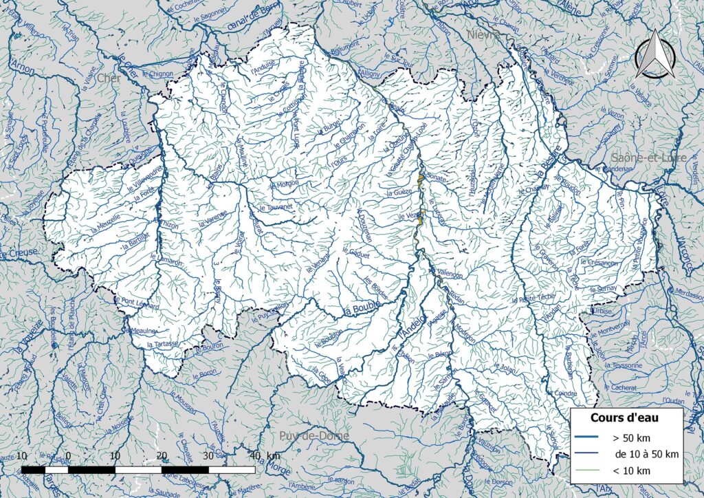 Carte hydrographique de l’Allier.