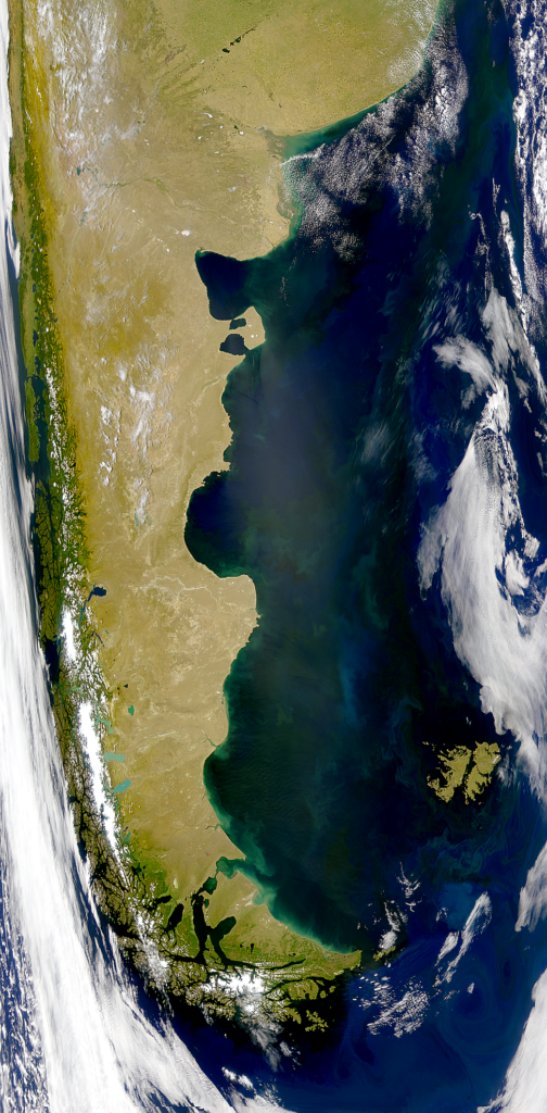 Image satellite du cône sud de l'Amérique du Sud