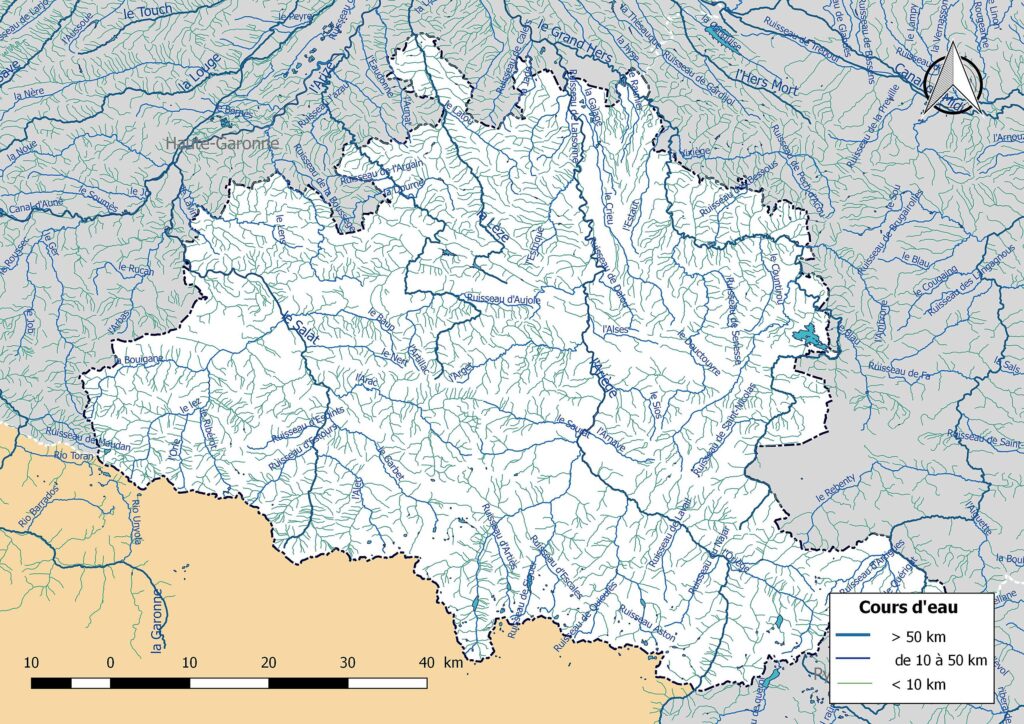Carte hydrographique de l’Ariège.