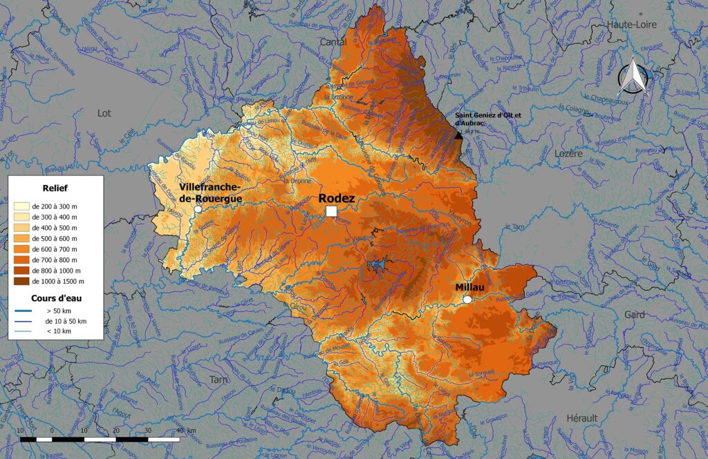 Carte hydrographique de l’Aveyron.