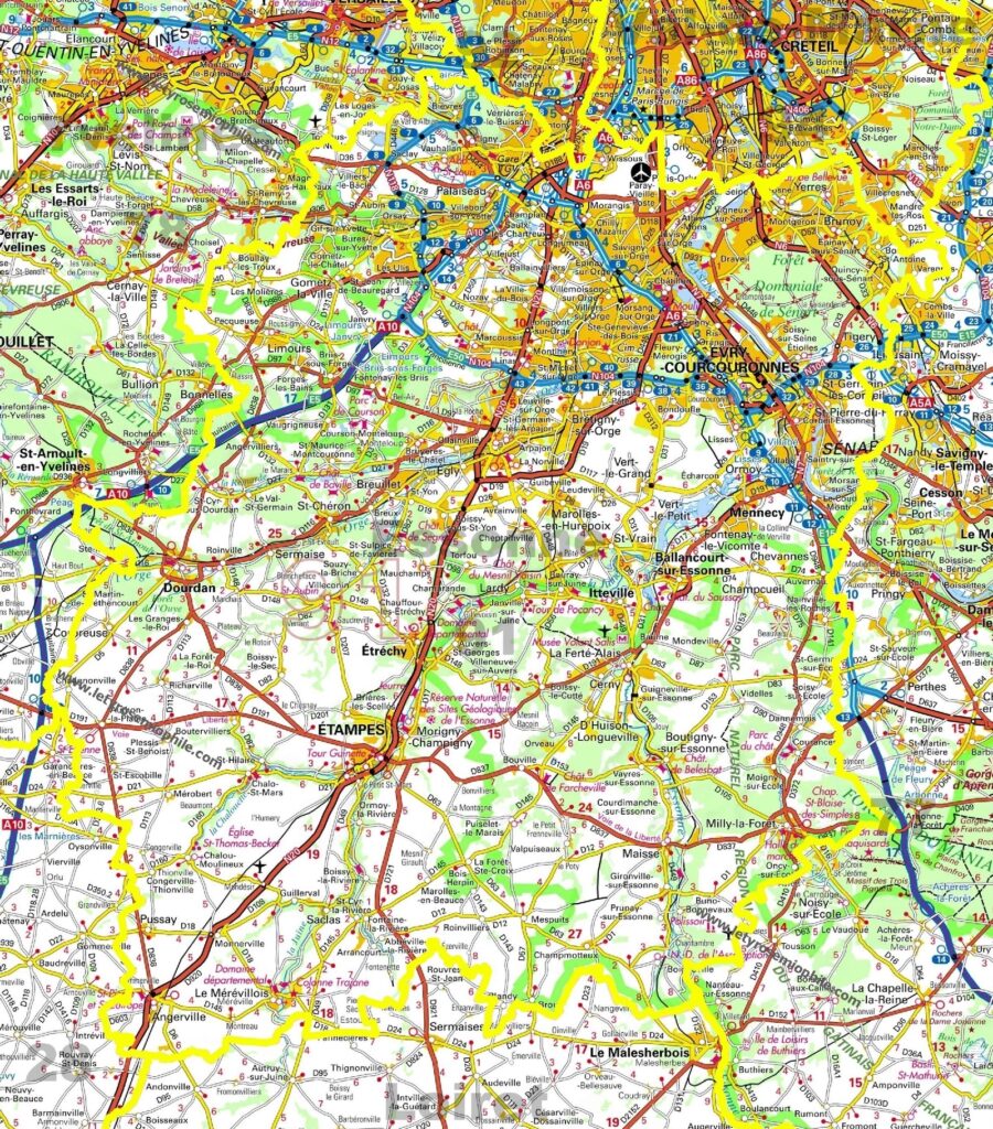 Carte routière de l’Essonne.
