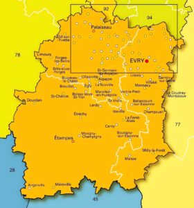 Carte des principales villes de l’Essonne.