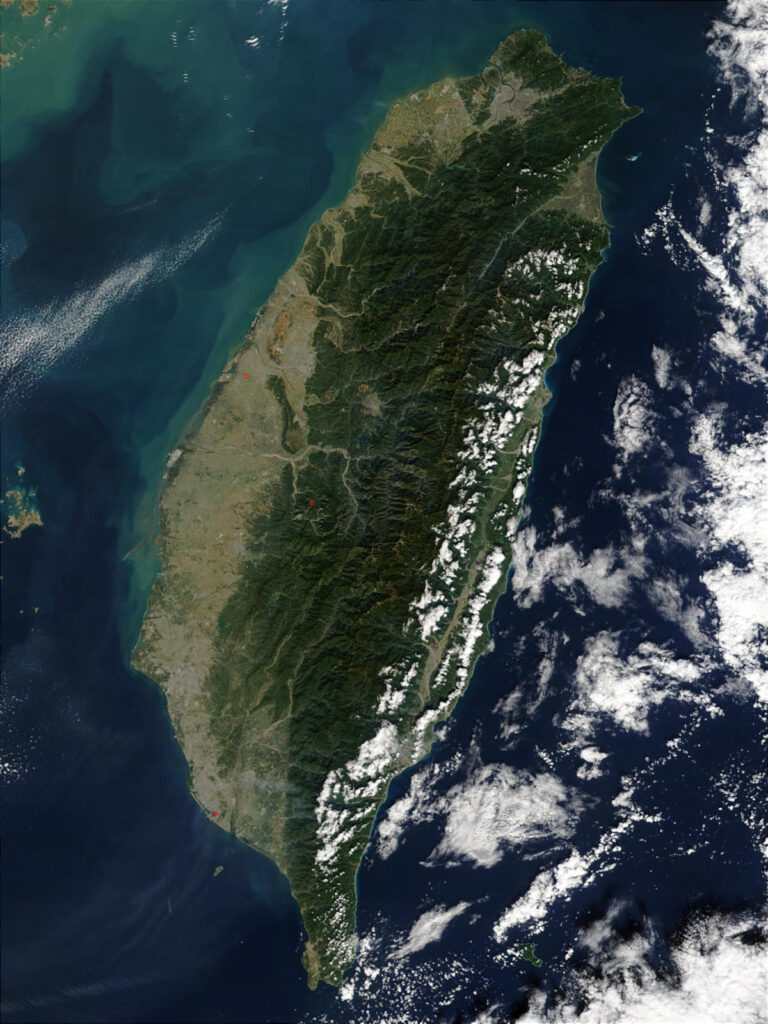 Image satellite de l'île de Taïwan