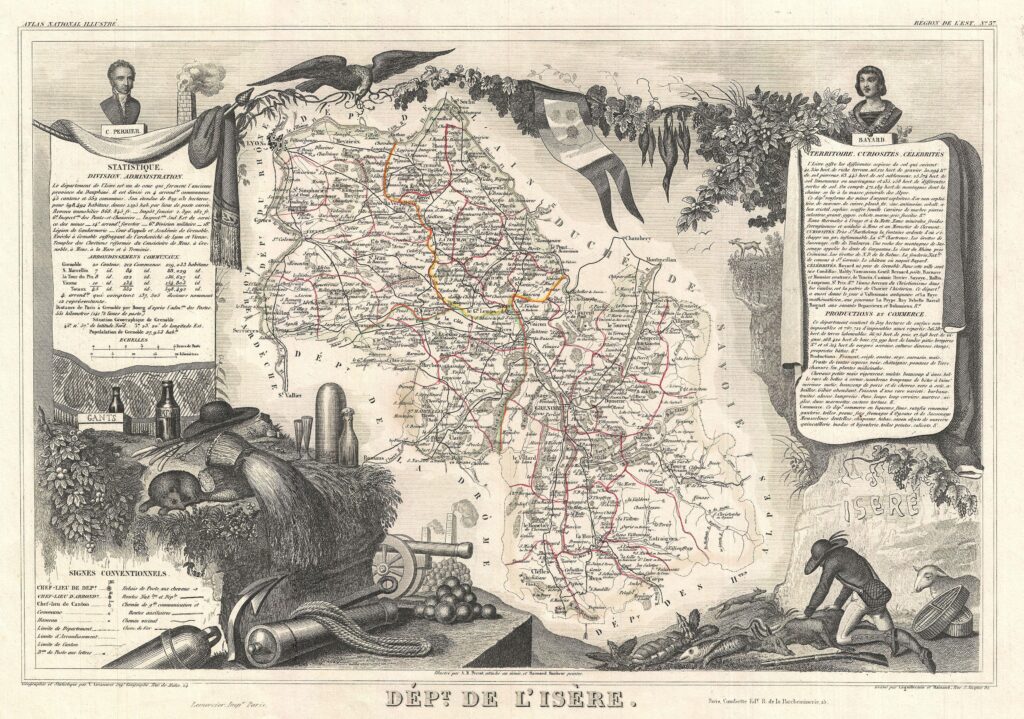 Carte du département de l’Isère 1852.