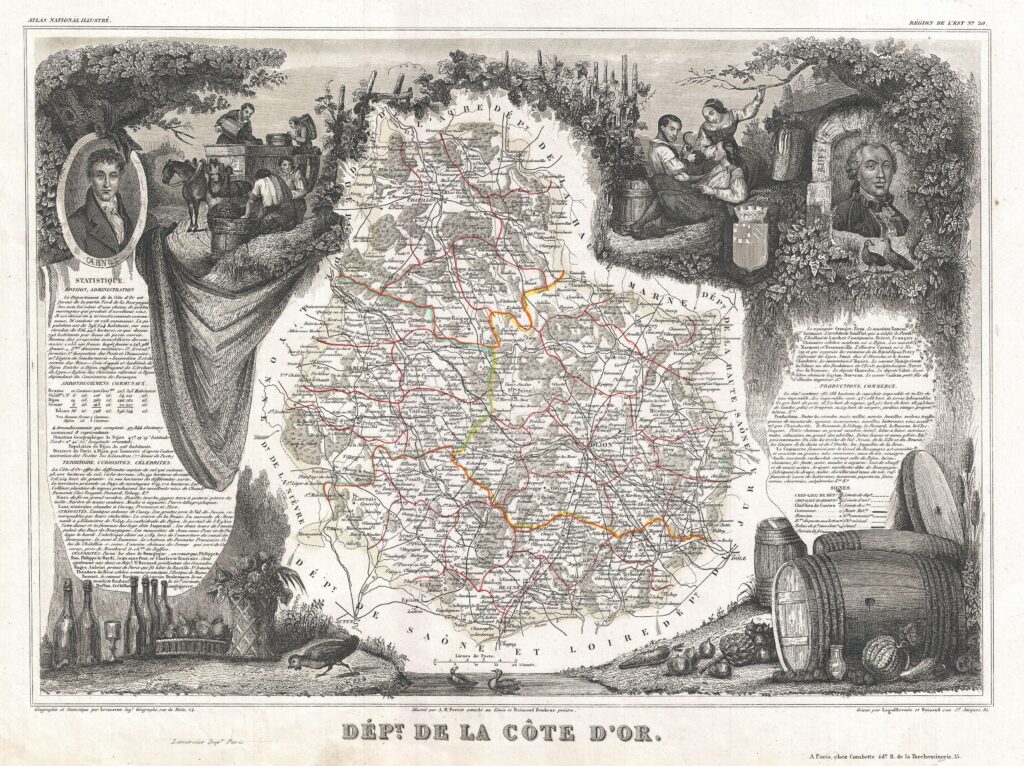 Carte du département de la Côte-d'Or 1852.