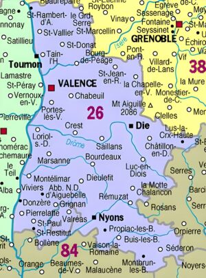 Carte des principales communes de la Drôme