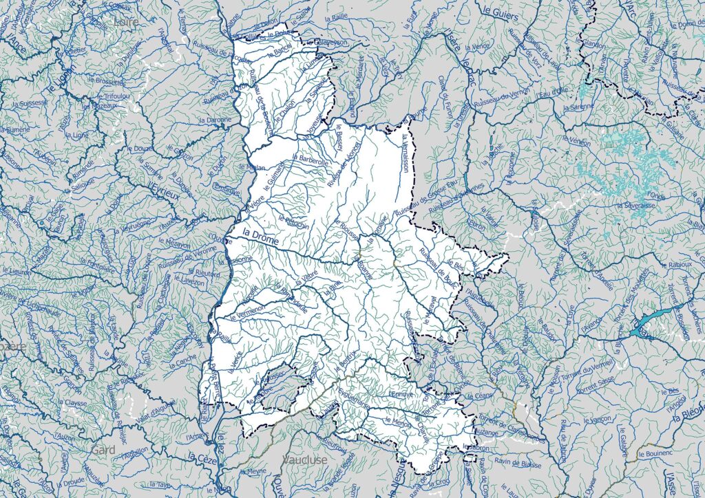 Carte hydrographique de la Drôme.