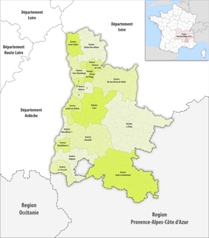 Carte des cantons du département de la Drôme