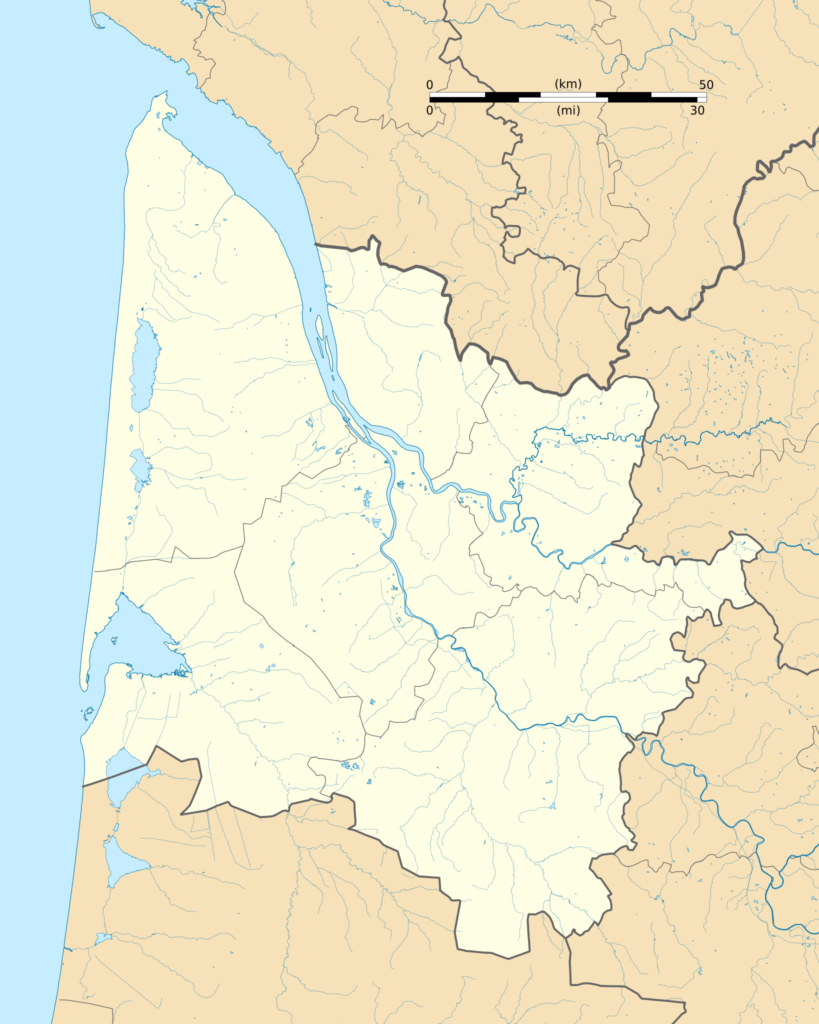 Carte administrative vierge du département de la Gironde.