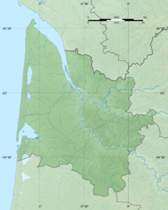Carte physique vierge du département de la Gironde.