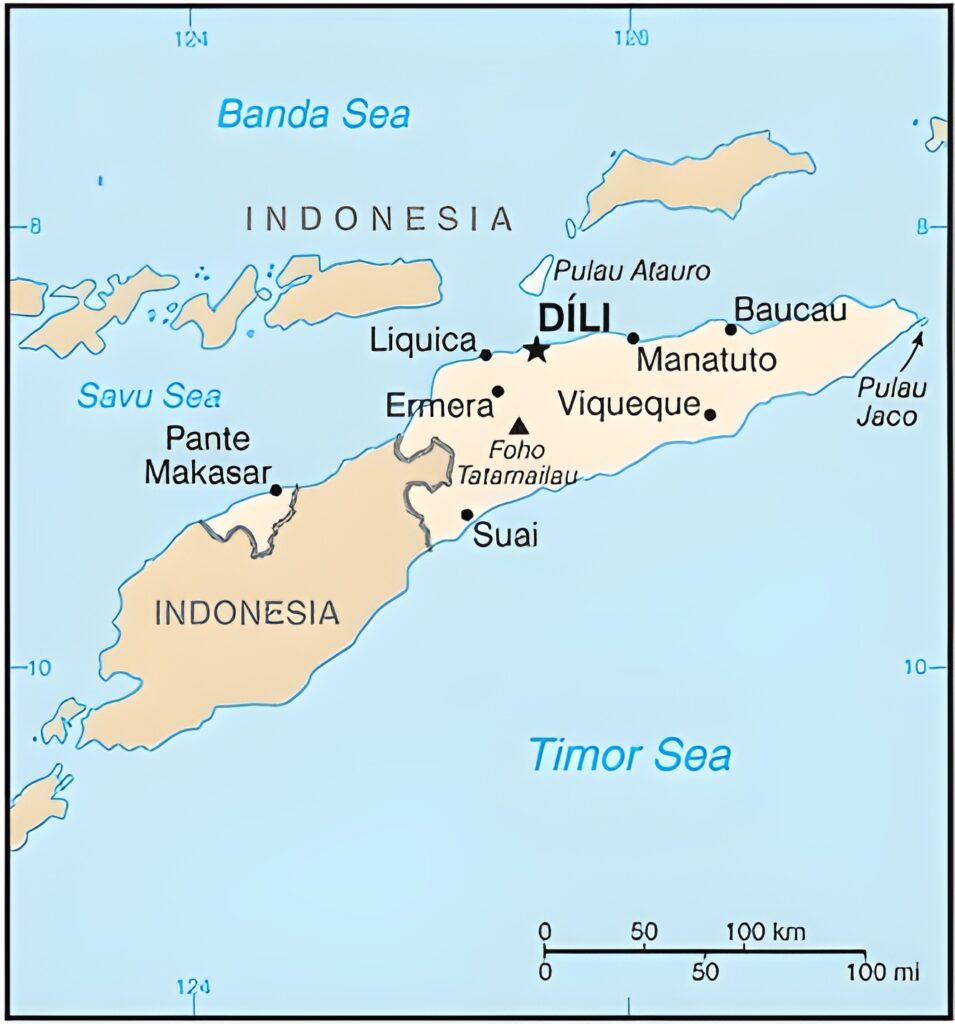 Carte des principales villes du Timor oriental