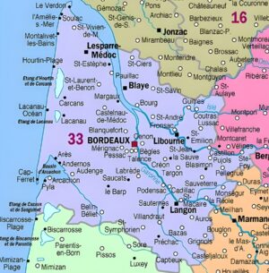 Carte des principales communes de la Gironde