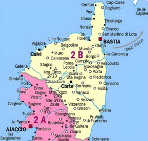 Carte des principales communes de la Haute-Corse