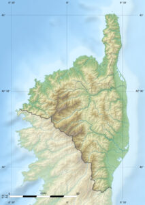 Carte physique vierge du département de la Haute-Corse.