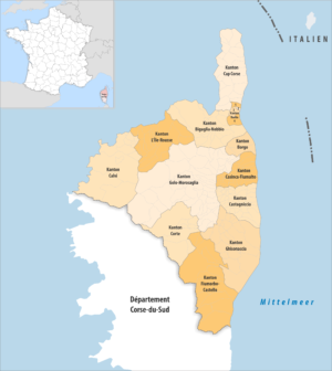 Carte des cantons du département de la Haute-Corse