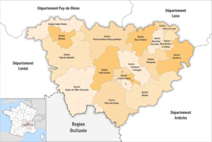 Carte des cantons du département de la Haute-Loire