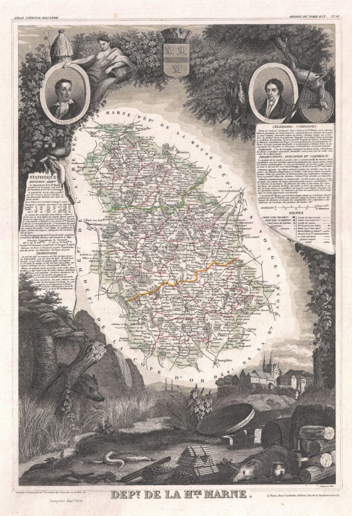 Carte du département de la Haute-Marne 1852.