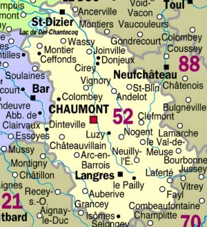 Carte des principales communes de la Haute-Marne
