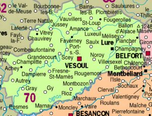 Carte des principales communes de la Haute-Saône