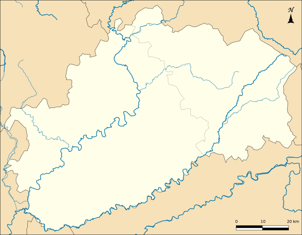 Carte vierge du département de la Haute-Saône.