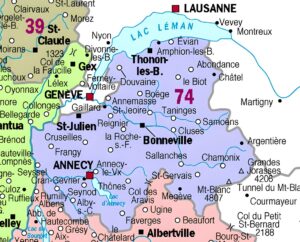 Carte des principales communes de la Haute-Savoie