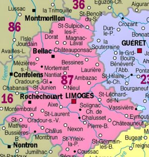 Carte des principales communes de la Haute-Vienne