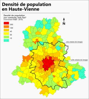 Densité de population en Haute-Vienne