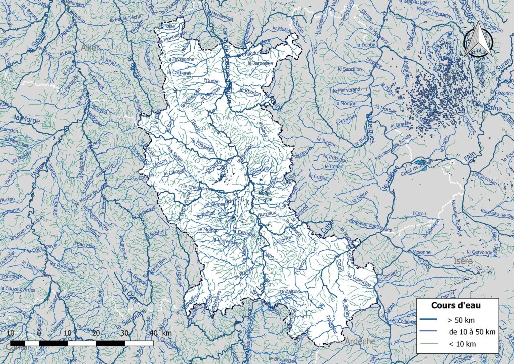 Carte hydrographique de la Loire.