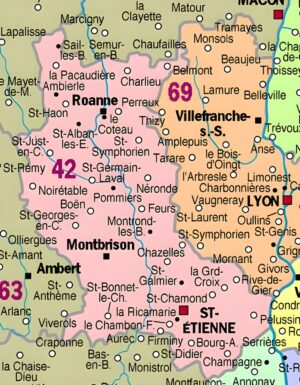 Carte des principales communes de la Loire