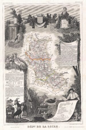 Carte du département de la Loire 1852