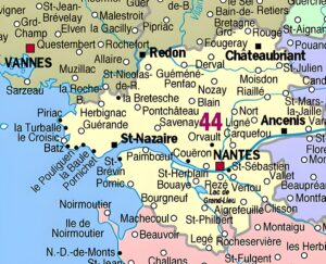 Carte des principales communes de la Loire-Atlantique