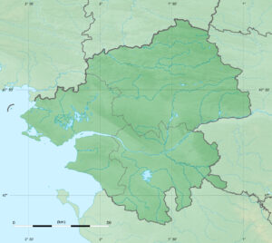 Carte physique vierge du département de la Loire-Atlantique.